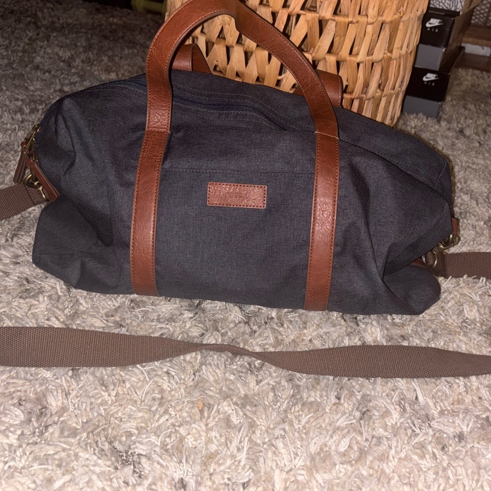 Leather and Canvas Fossil Duffle Bag